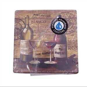 Artist Designed‎ Coaster Set: Farmers Market & Wine Drink Themed Coasters
